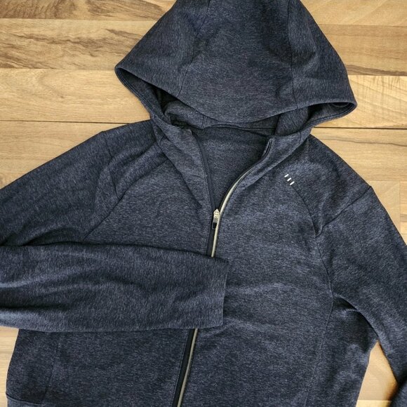 Lululemon Heathered Navy Blue Surge Warm Full Zip Hoodie Jacket Men's XS - Picture 1 of 11
